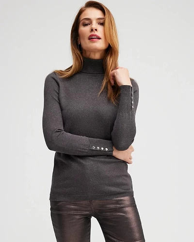 Grey Lurex Turtleneck Sweater