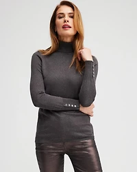 Grey Lurex Turtleneck Sweater