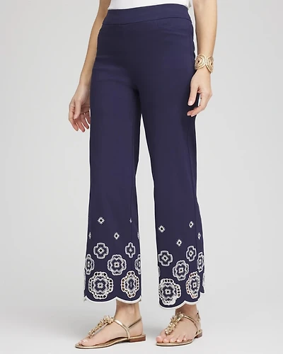 Brigitte™ Embroidered Wide-Leg Cropped Pants