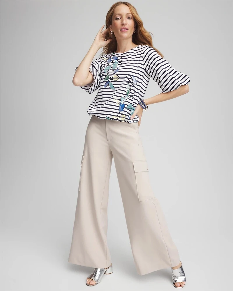 Embellished Striped Bubble Hem Top
