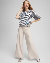 Embellished Striped Bubble Hem Top