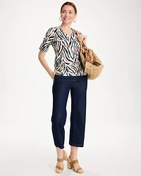 Animal Print Pima Elbow-Sleeve Tee