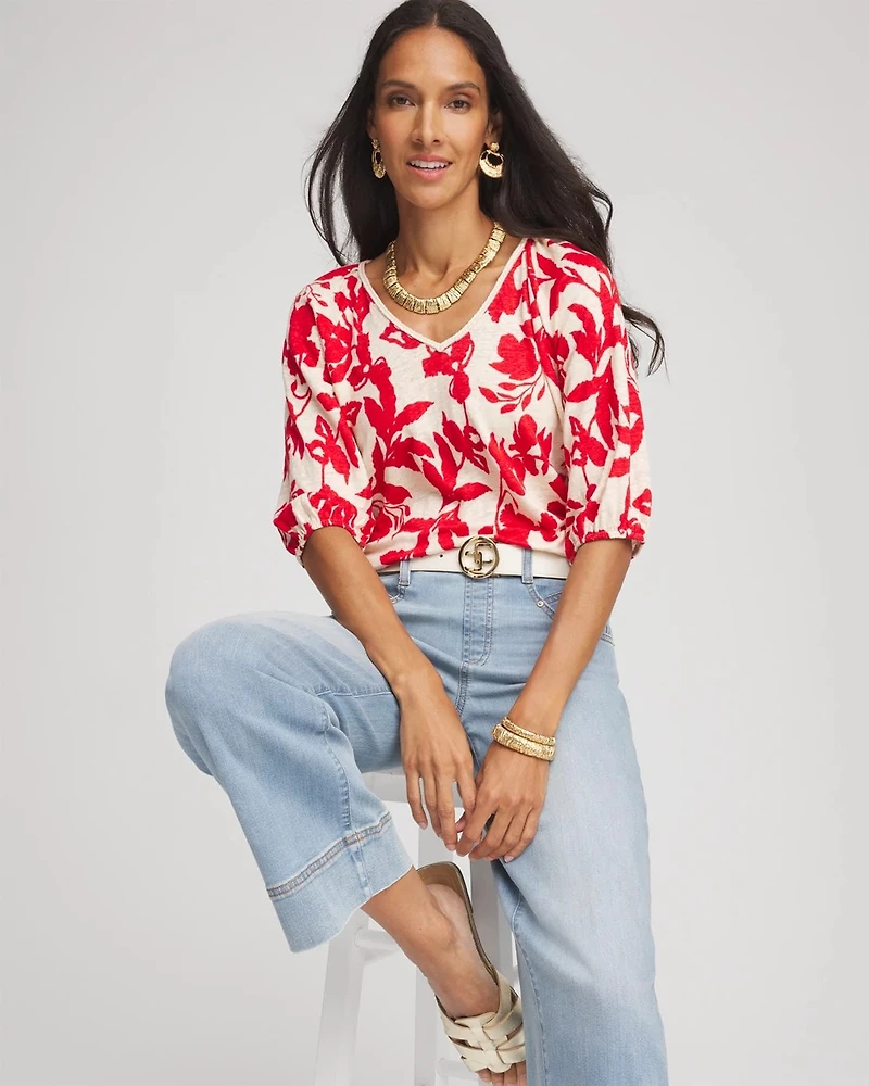Floral Braided Linen Top