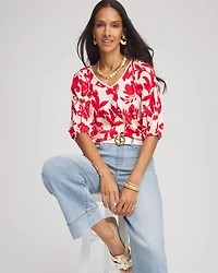 Floral Braided Linen Top