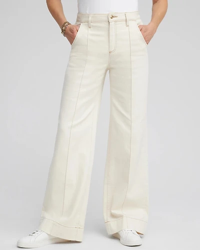 Pintuck High Rise Wide Leg Jeans