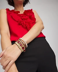 Goldtone Bezel Set Stretch Tennis Bracelet