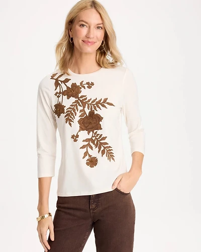 Faux Suede Applique Tee