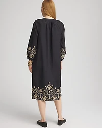 Scalloped-Hem Poplin Midi Dress