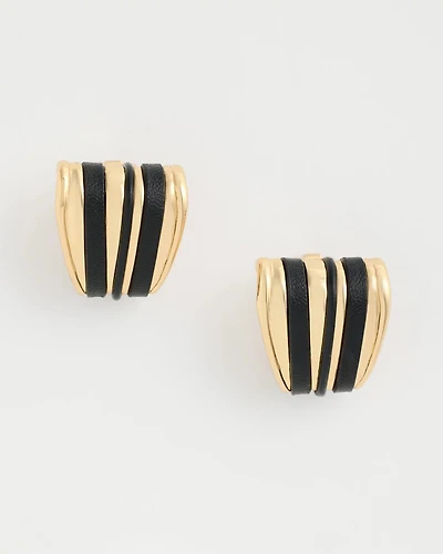 Black Goldtone Clip-On Earrings