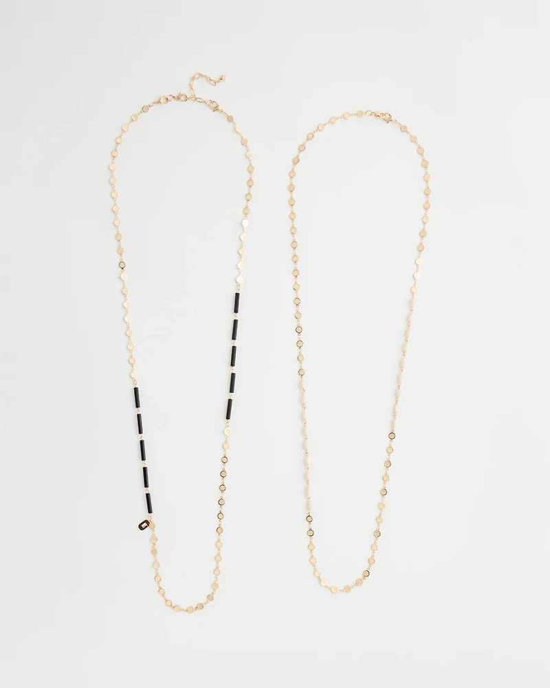 Black Gold Long Single-Strand Necklace