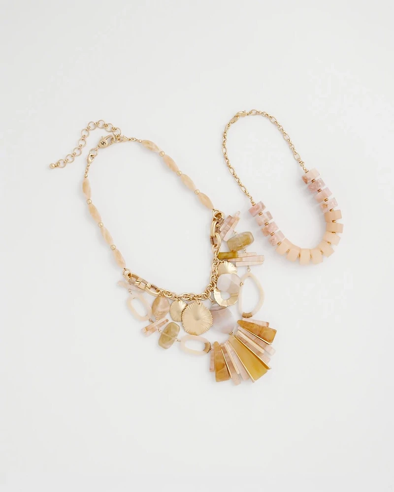 Chico's Originals Neutral Stone Bib Necklace