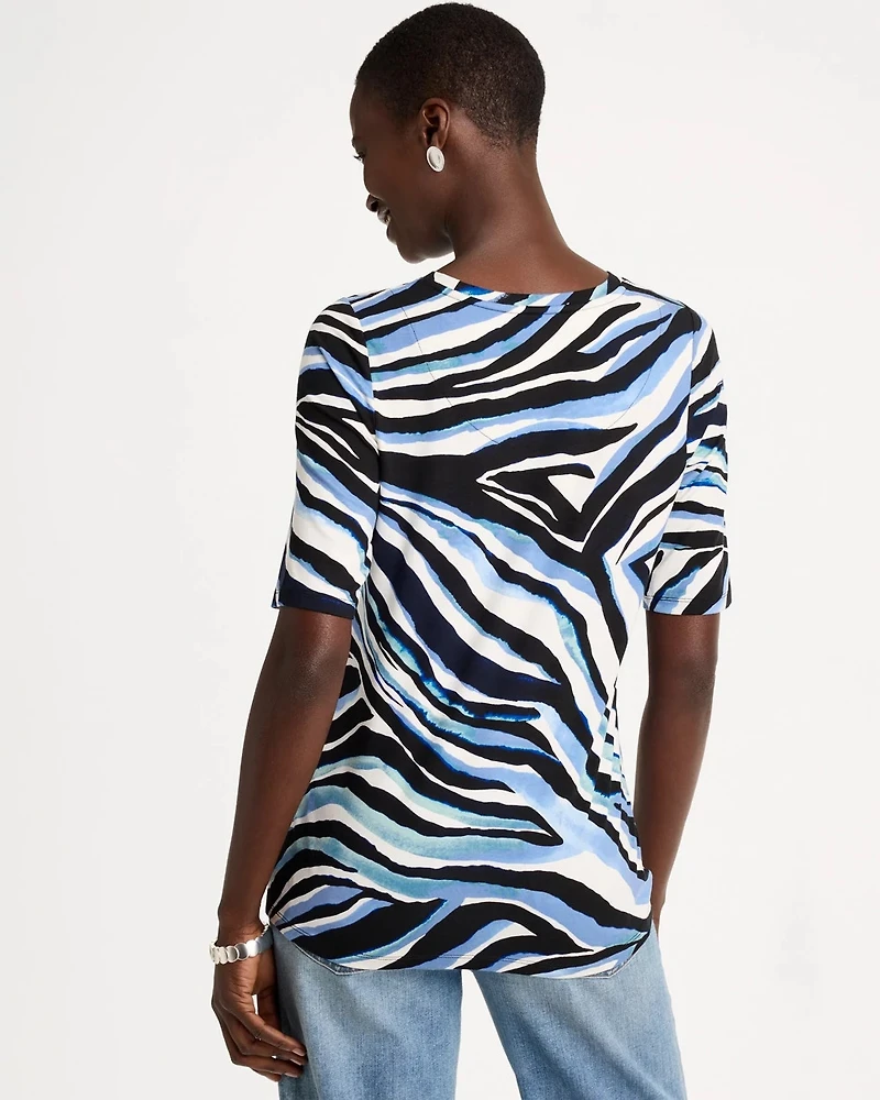 Touch of Cool™ Zebra Animal Print Elbow Sleeve Tee