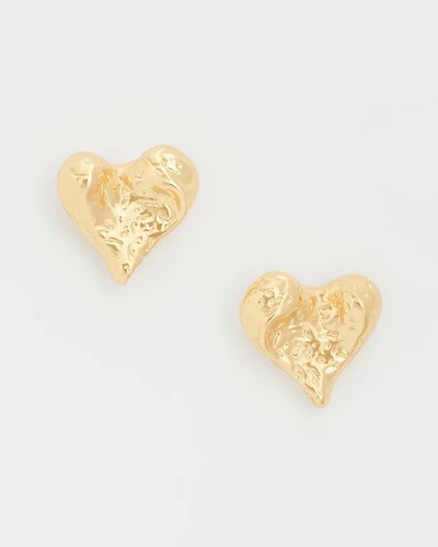 Golden Heart Stud Earrings