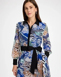 Mixed Print Belted Dress