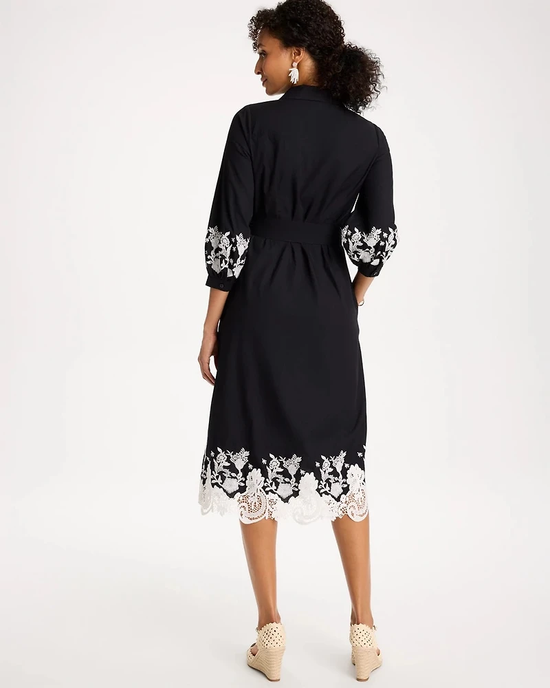 Cotton Lace Trim Shirtdress