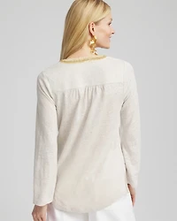 Linen Embellished V-Neck Tunic