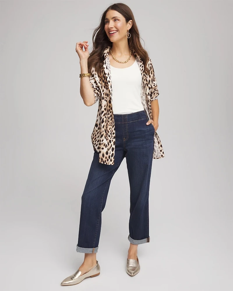 Pull-On Boyfriend Cropped Jeans
