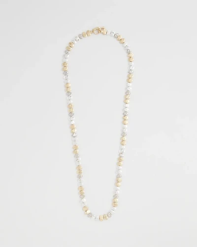 Mixed Metal Long Single Strand Necklace