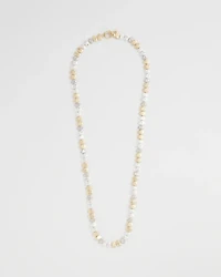 Mixed Metal Long Single Strand Necklace