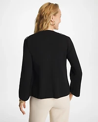 Embroidered Crewneck Cardigan Jacket