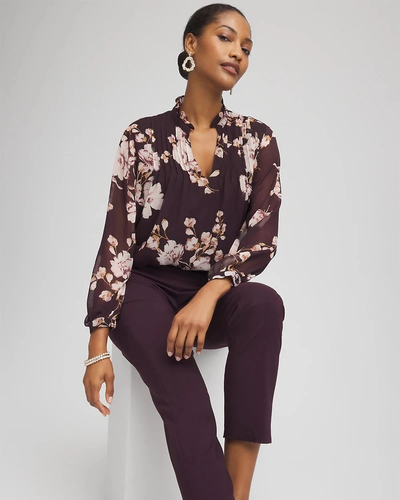 Frosty Floral Ruffleneck Blouse