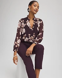 Frosty Floral Ruffleneck Blouse