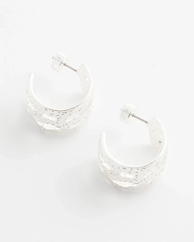 No Droop® Cutout Silvertone Hoop Earrings