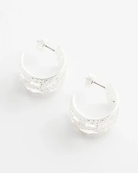 No Droop® Cutout Silvertone Hoop Earrings