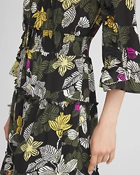 Botanical Ruffle Bell Sleeve Dress