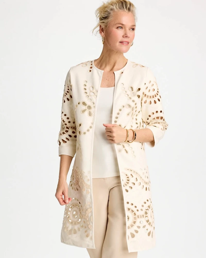 Long Faux Leather Kimono