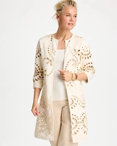 Long Faux Leather Kimono