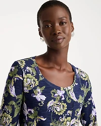 Floral Cotton Slub 3/4 Sleeve Tee
