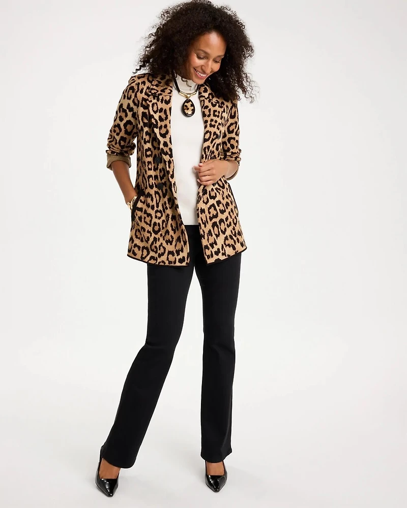 Cheetah Jacquard Sweater Blazer