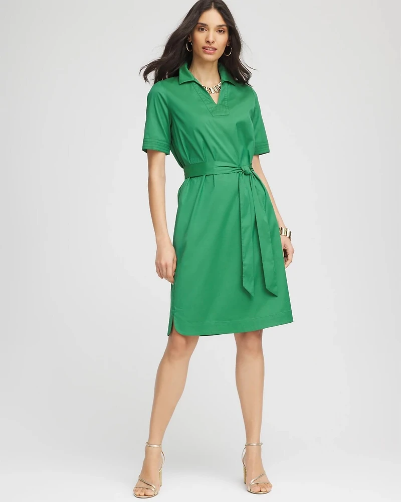 Shirttail Hem Popover Midi Dress