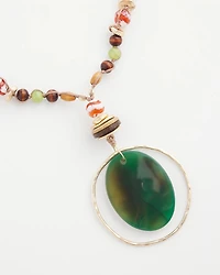 Sliced Agate Stone Pendant Necklace