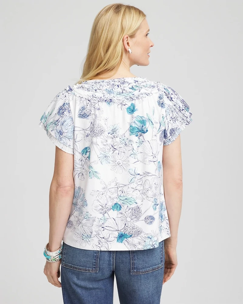 Touch of Cool™ Floral Flutter Sleeve Tee