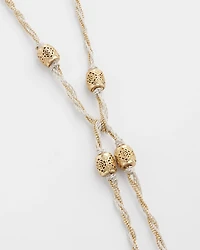 Gold-Tone Beaded Lariat Necklace