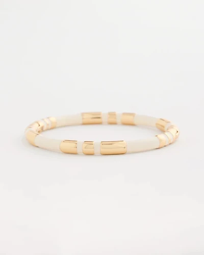 White Enamel Hinge Bangle