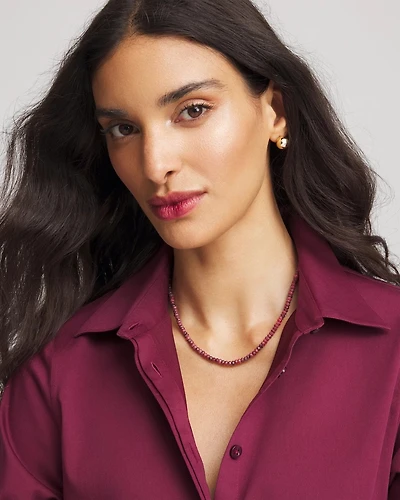 Rhodonite Stone Beaded Short Necklace