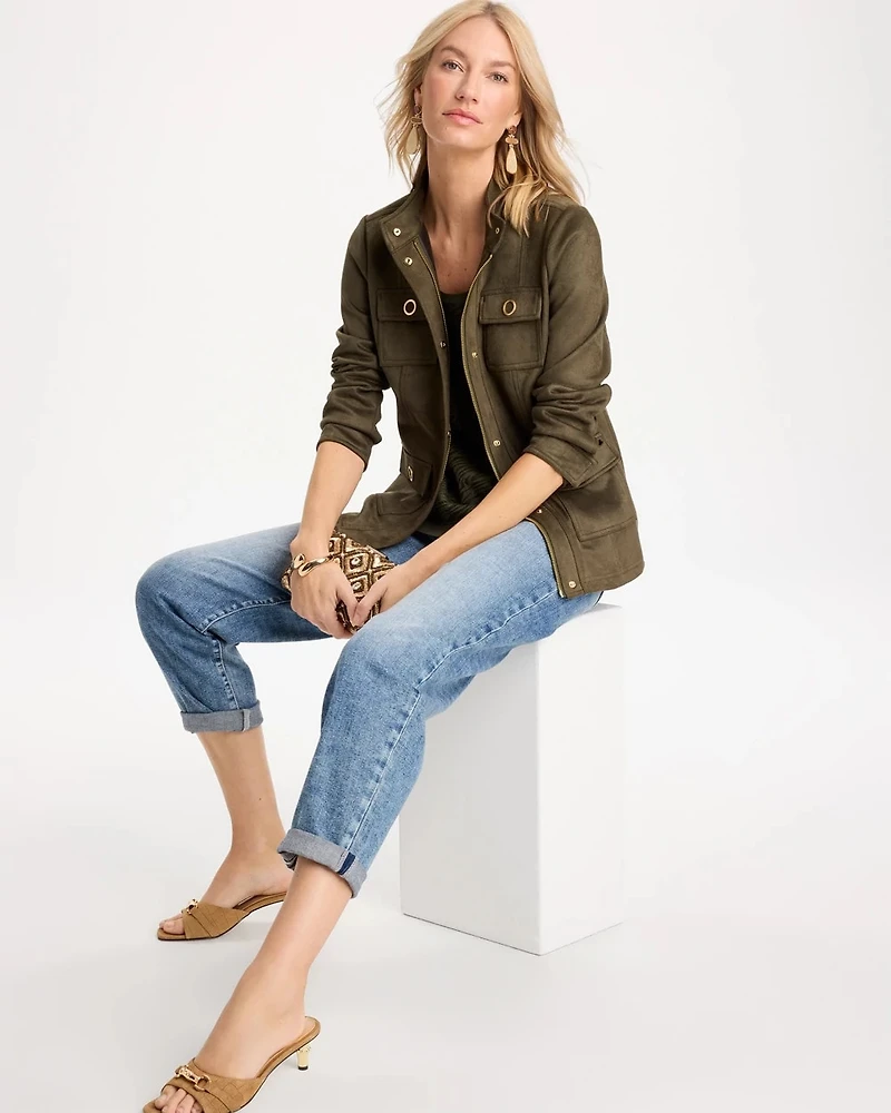 Faux Suede Safari Jacket