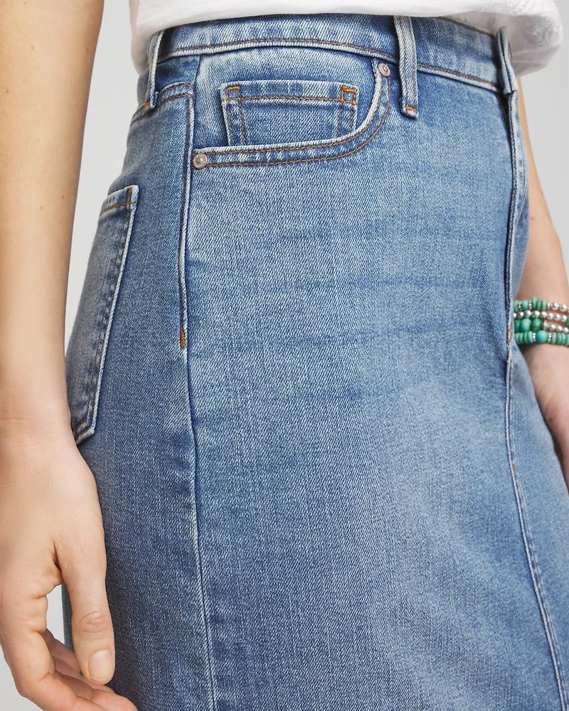 Colorblock High-Rise Denim Skirt