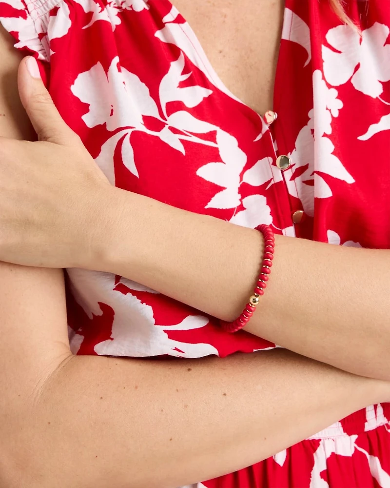 Red Beaded Stretch Bracelet