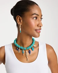 Turquoise Fish Charm Statement Necklace