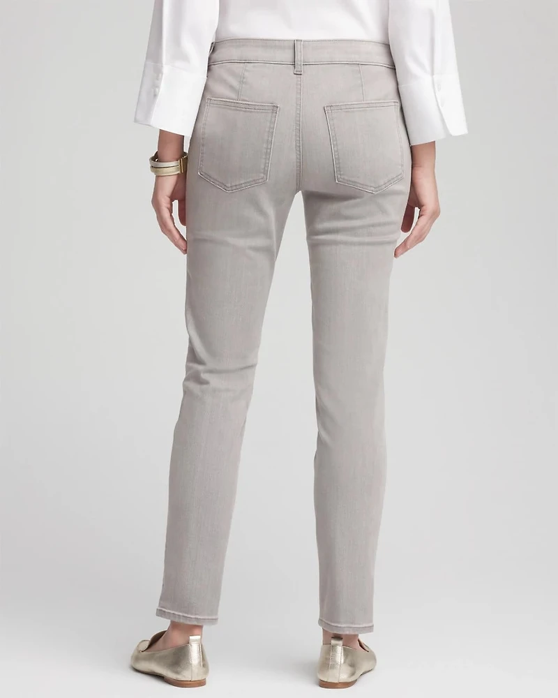 Silver Pull-On Slim Ankle Jeggings