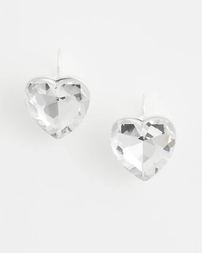 Crystal Heart Gem Drop Earrings