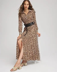 Cheetah-Print Godet Dress
