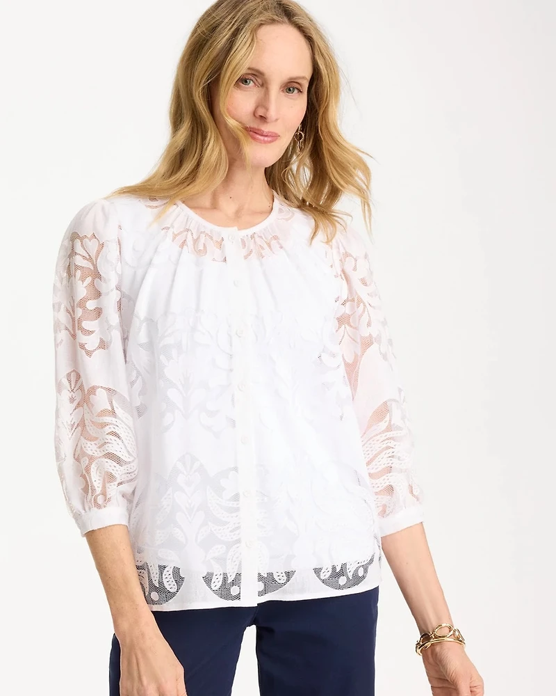 Lace Burnout Blouse