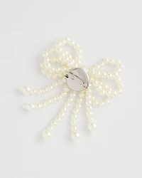 Faux Pearl Bow Brooch