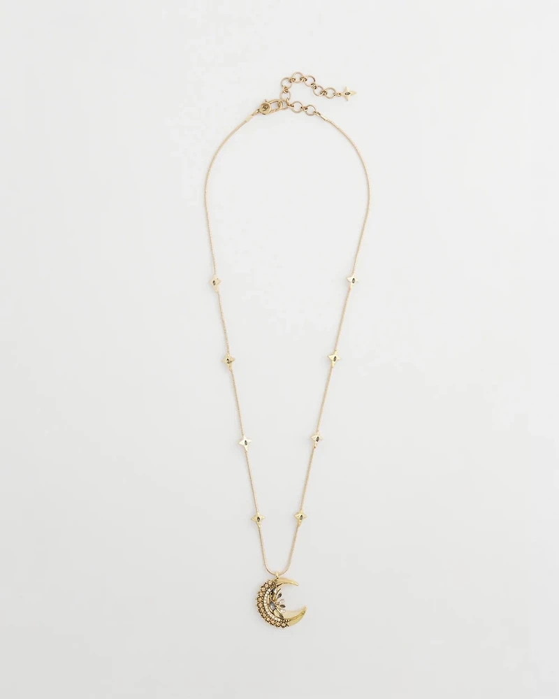Gold Moon Pendant Necklace