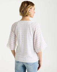 Crinkle Lace Knit Raglan Tee